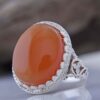 Bague en argent Aqeeq yéménite persane pour hommes - Modèle Palais fabriqué à la main