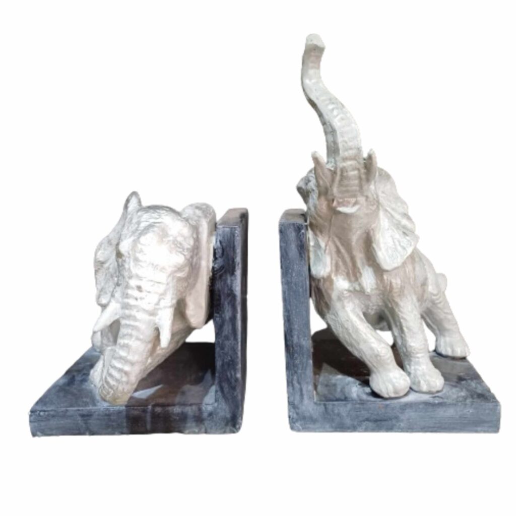 Serre-livres décoratif design éléphant – idéal pour thèmes éclectiques ou safari