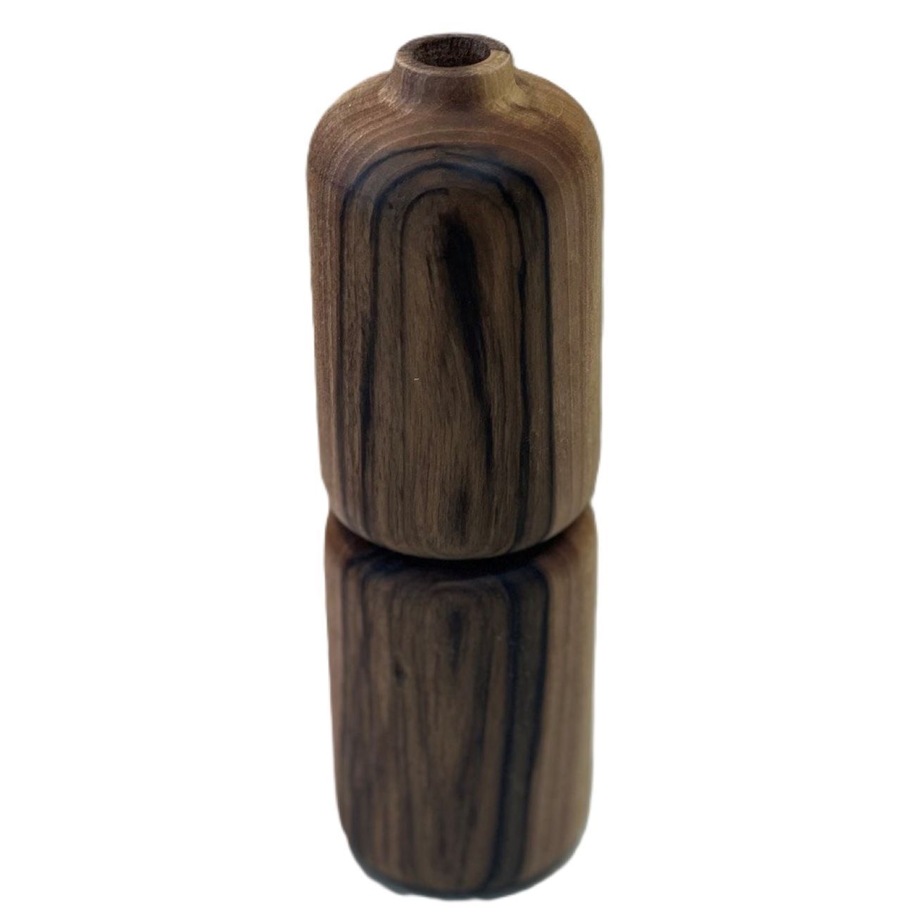 Vase à bourgeons décoratif rustique en bois massif naturel, fait main.