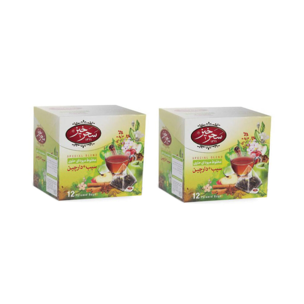Saharkhiz Mélange de Thé Herbal Pomme et Cannelle - Pack de 12 (4 paquets)
