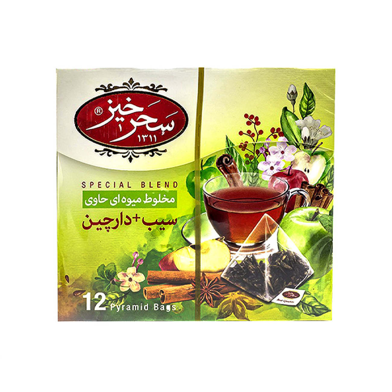 Saharkhiz Mélange de Thé Herbal Pomme et Cannelle – Pack de 12 (4 paquets)