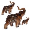 Ensemble de 3 figurines décoratives d'éléphants - Sculptures d'animaux Feng Shui