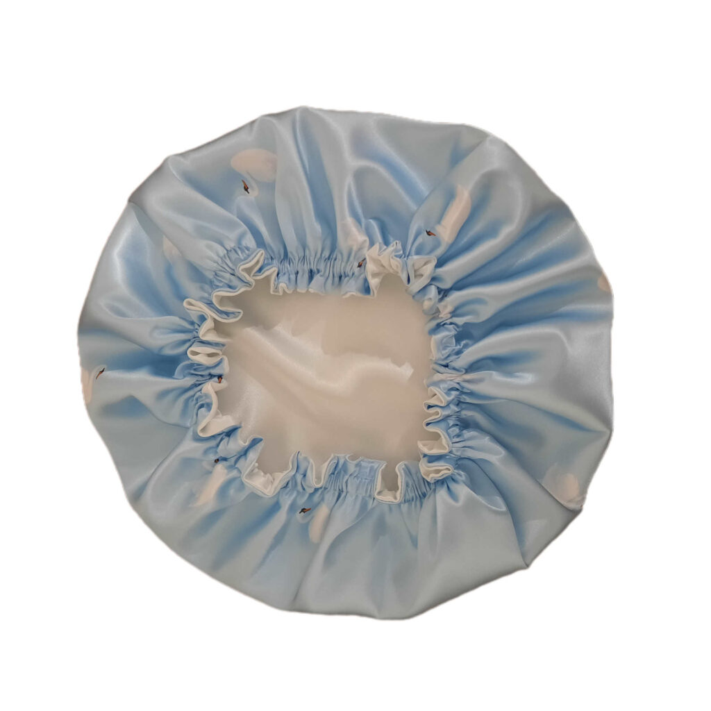 Bonnet de nuit en satin de soie de luxe pour femmes avec motifs de cygne