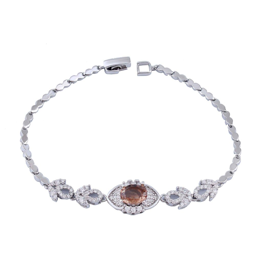 Bracelet en Argent Plaqué Rhodium avec Pierre Alexandrite pour Femmes