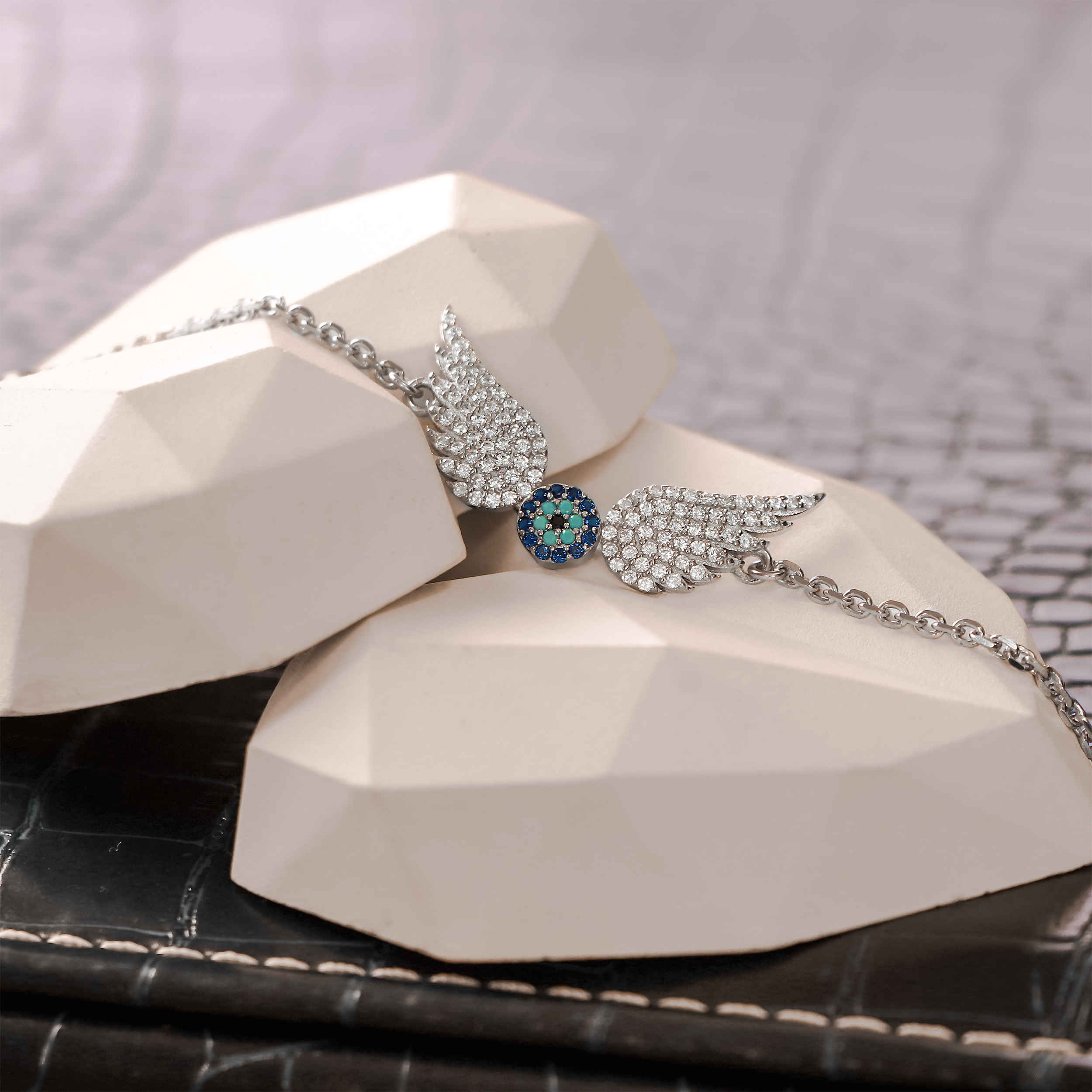 Bracelet en Argent avec Design Œil Malin pour Femmes Modèle Angel