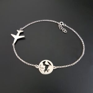 Bracelet Cheville en Acier pour Femmes avec Design Avion en Argent