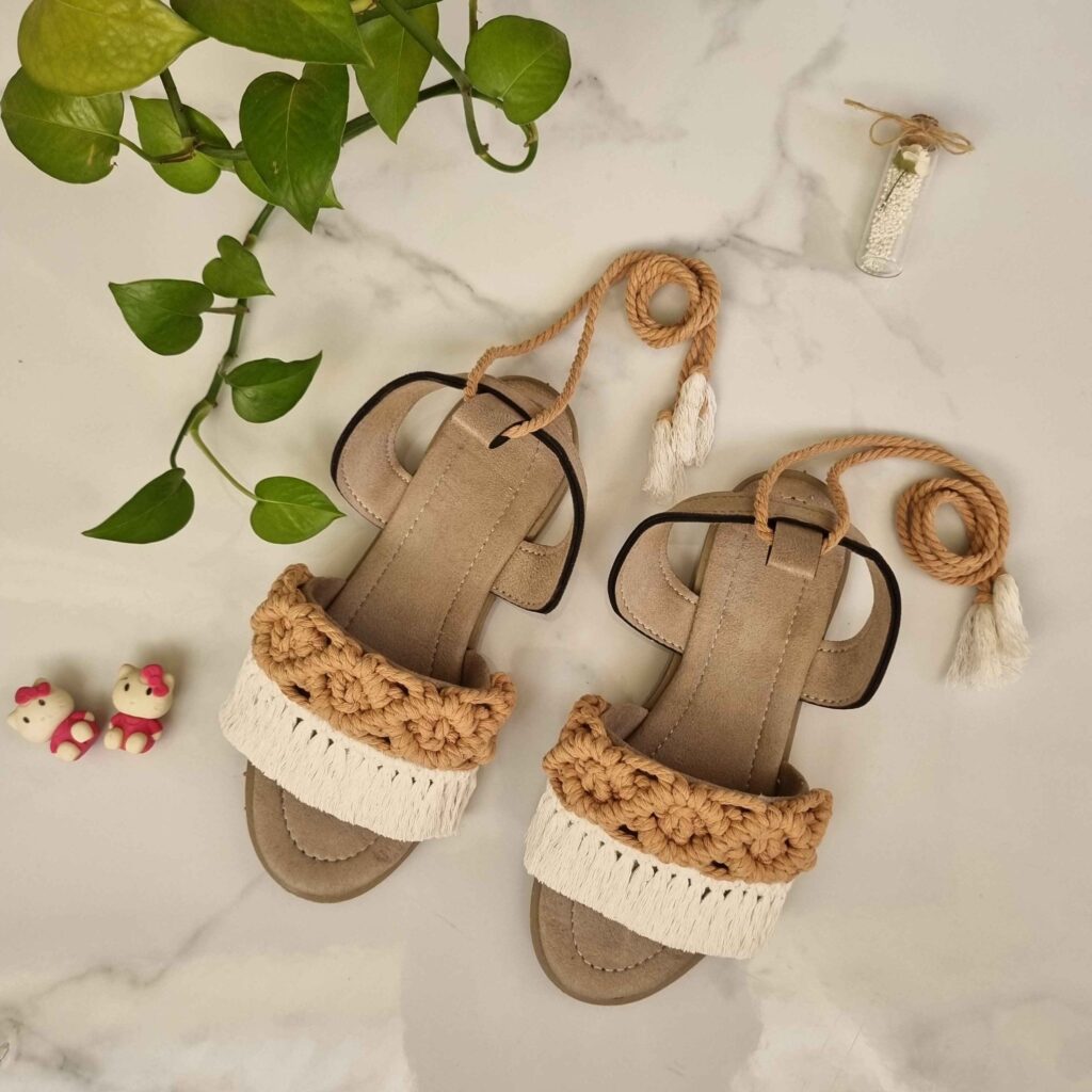 Sandales à Lanières Macramé Sling Back Artisanales Modèle ADN