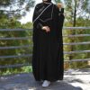 Abaya stylée coupe ample pour femmes musulmanes avec tissu crêpe noir