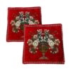 Housse de coussin en velours unilatérale - Design Vase à fleurs (Set de 2)