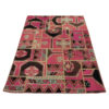 Tapis Persan Vintage Patchwork Noué à la Main Géométrique Rouge
