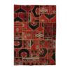 Tapis Persan Vintage Patchwork Noué à la Main Géométrique Rouge