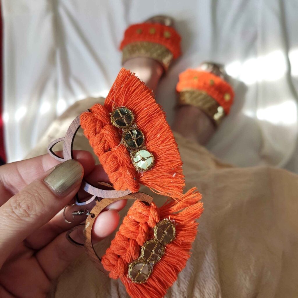 Boucles d'oreilles en macramé faites à la main pour femmes, modèle Kitty