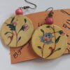 Boucles d’Oreilles Rondes en Bois pour Femmes Fait Main avec Motif Floral