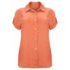 Chemise à manches courtes en coton pour femmes ajustée en orange