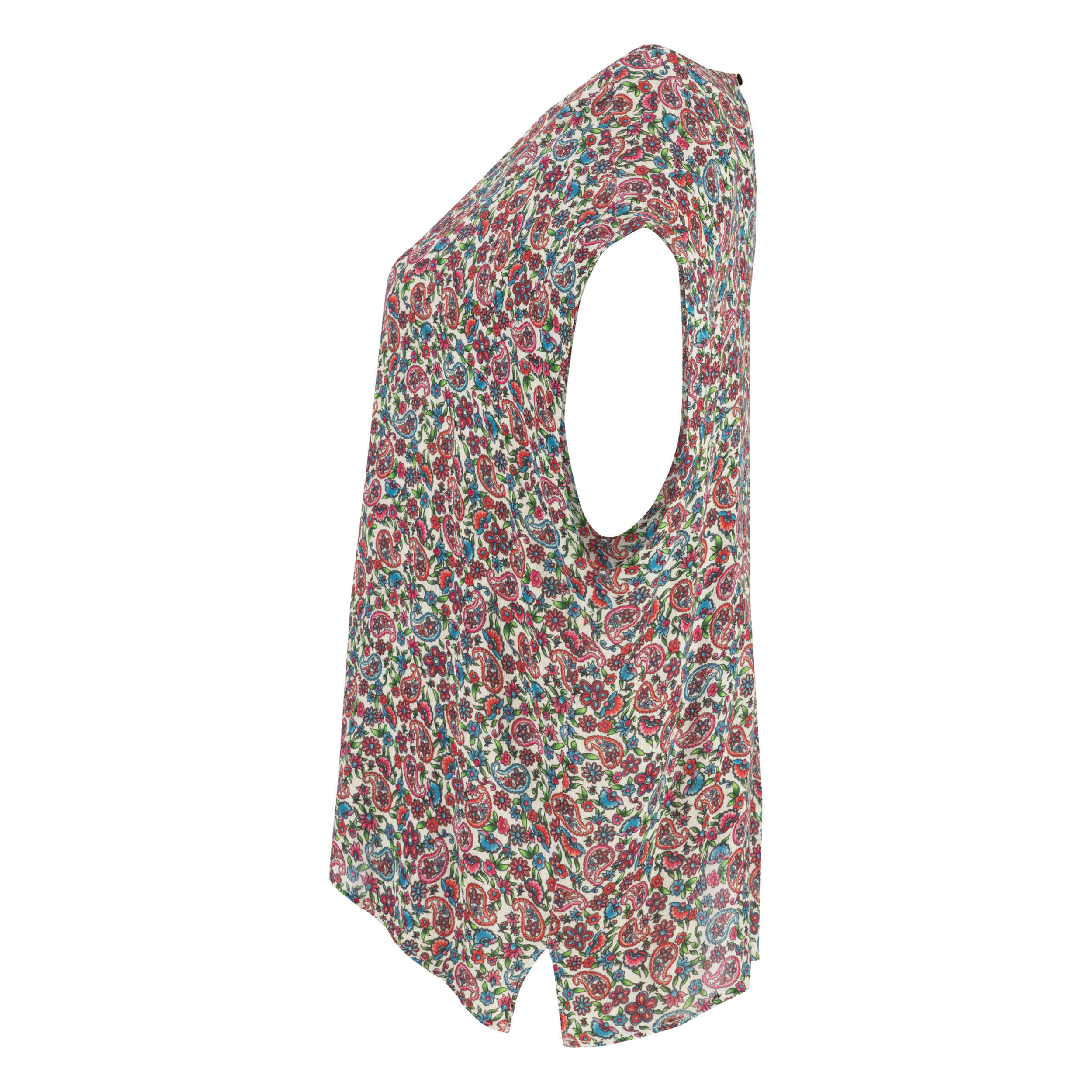 Chemise à manches courtes en coton ajustée pour femmes avec design Paisley et floral