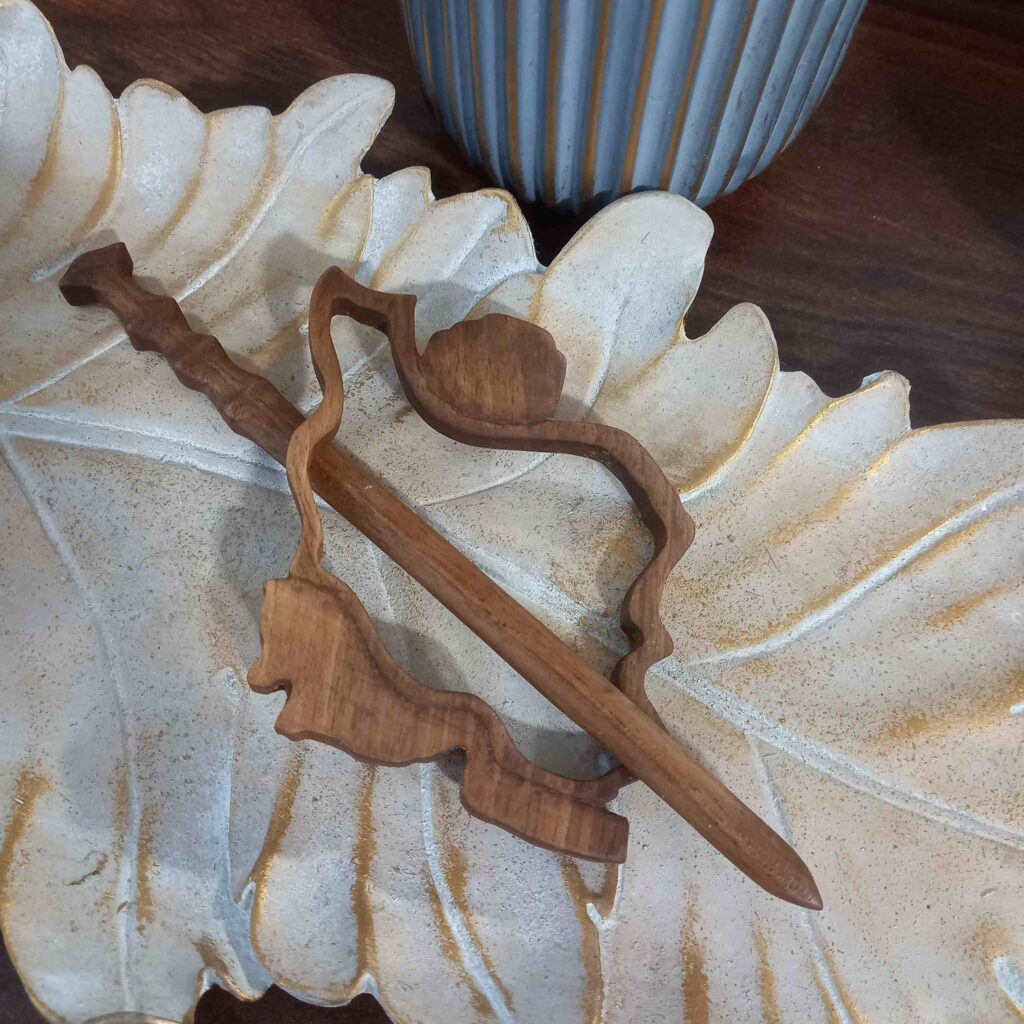 Bâtonnet de cheveux en bois pour Femmes fait main avec Design Carte de l'Iran