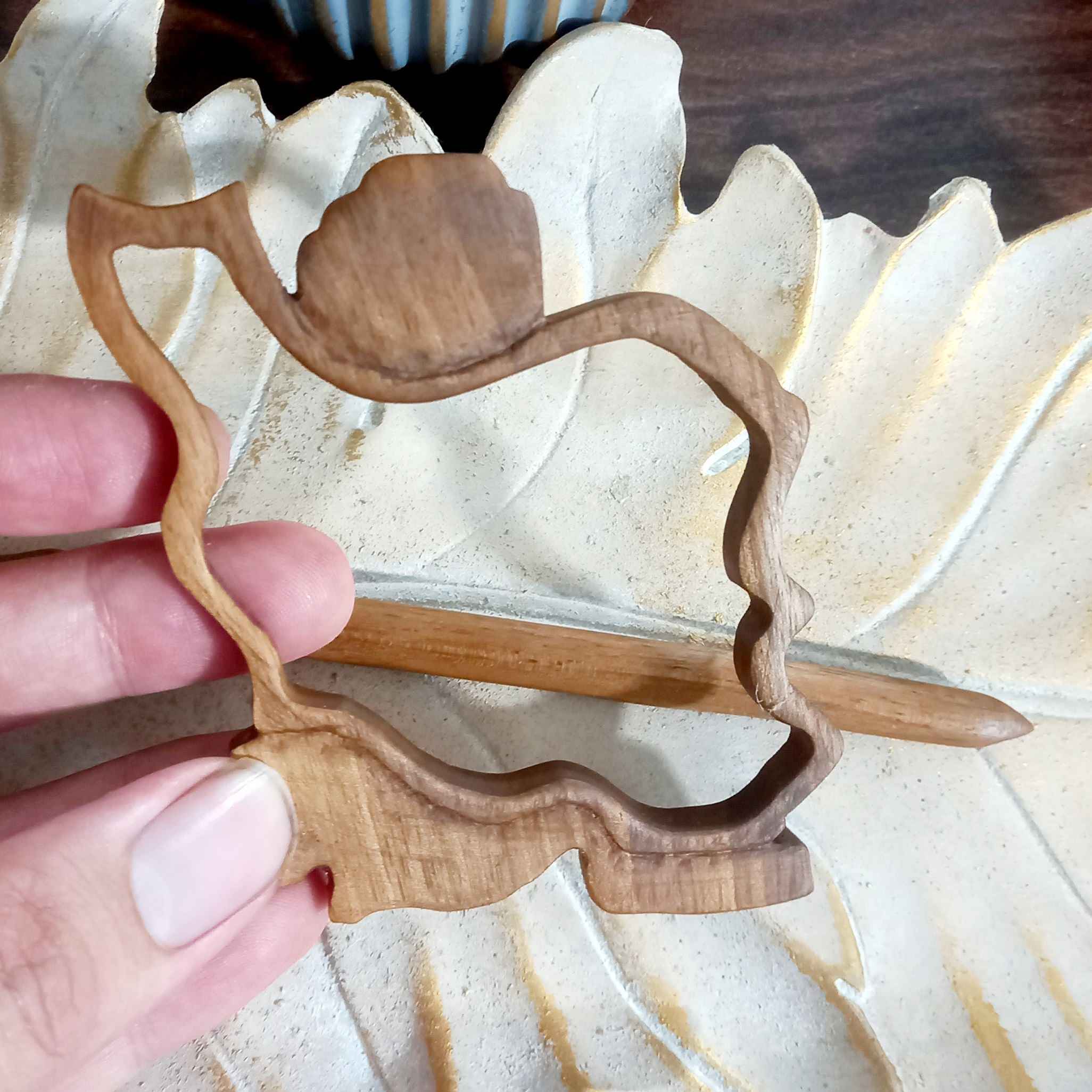 Bâtonnet de cheveux en bois pour Femmes fait main avec Design Carte de l’Iran