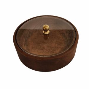 Bol à sucre en bois fait main avec couvercle en verre