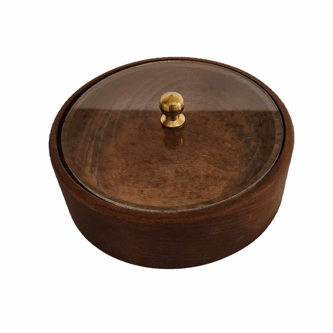 Bol à sucre en bois fait main avec couvercle en verre