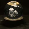 Veilleuse boule de cristal 3D – Méduse féerique à LED