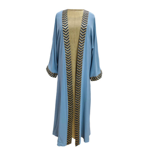 Abaya élégante à manches longues et design chevron