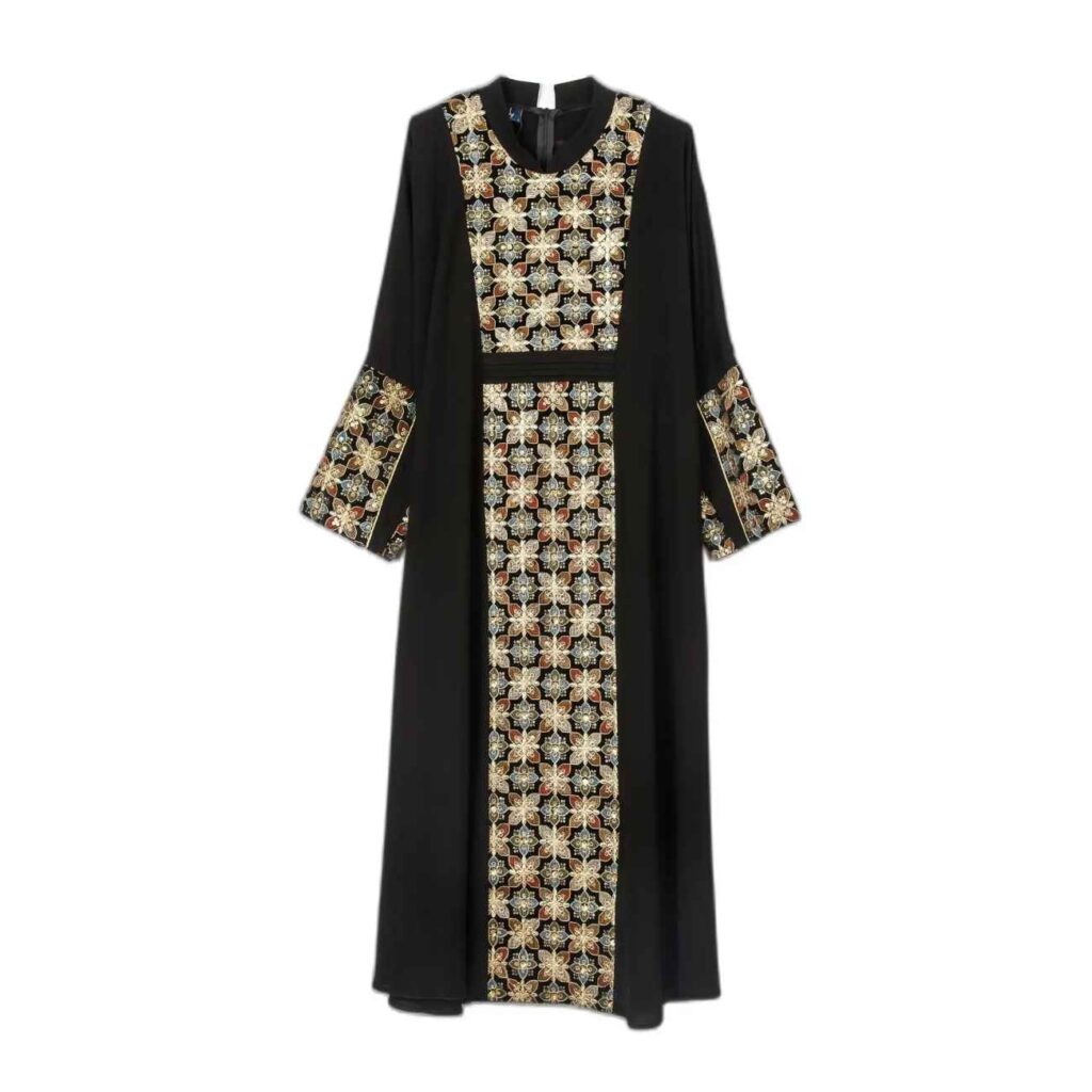 Abaya pour femmes avec design floral en noir