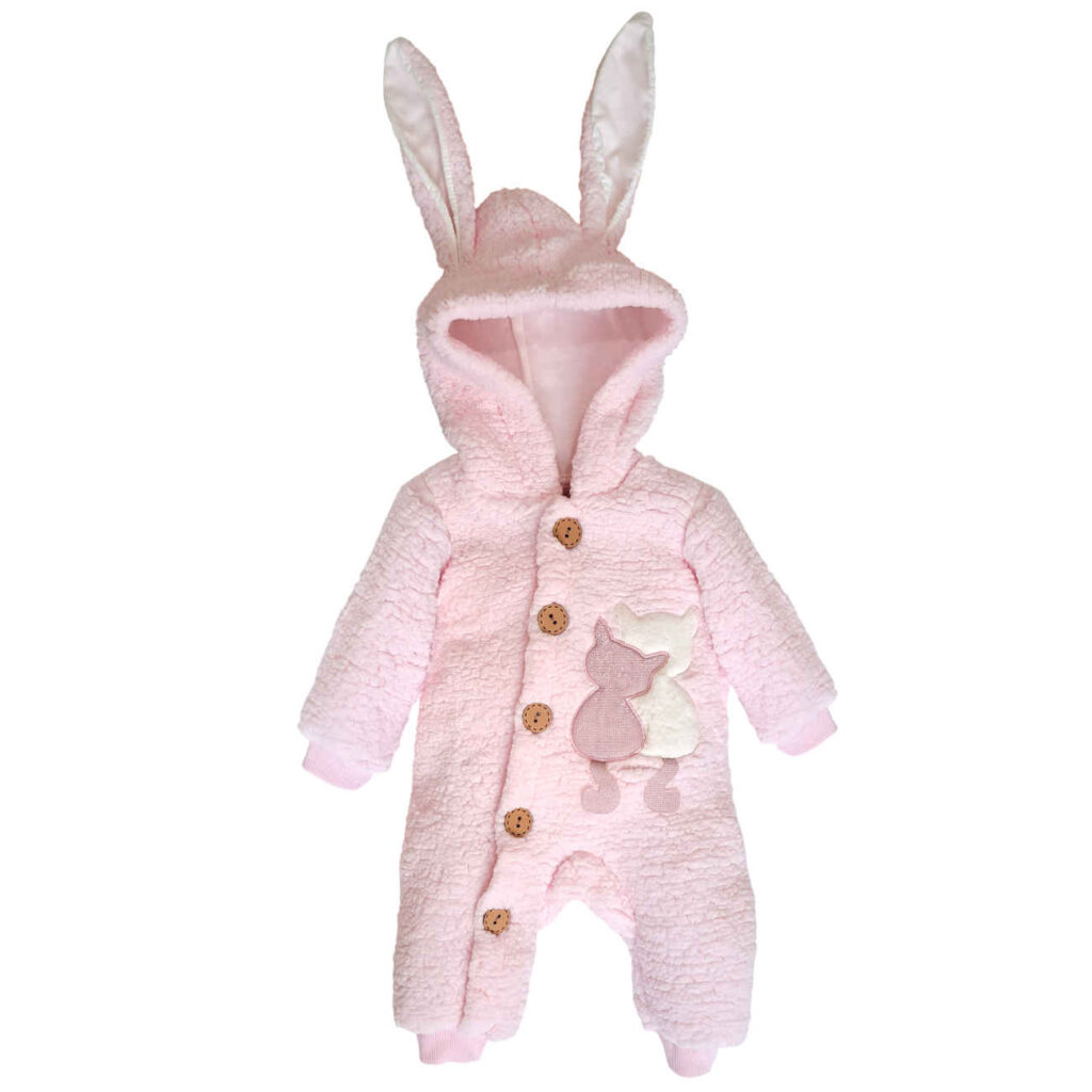 Barboteuse à Manches Longues pour Bébé Fille – Adaptée pour l’Hiver en Rose