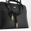 Sac à main en cuir Bauletto avec grande capacité en noir