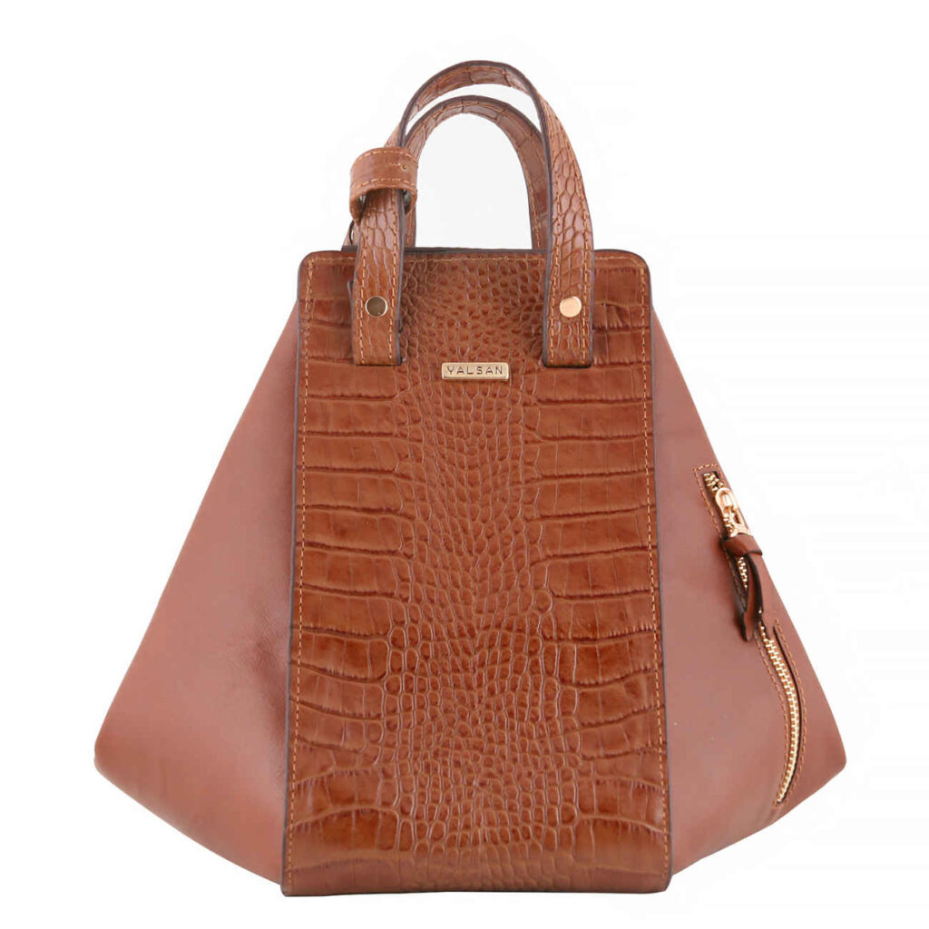Sac à main en cuir Bauletto avec sangle longue en marron