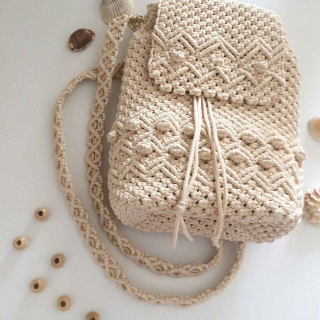 Sac à dos boho en macramé fait main pour femmes, modèle Gandom