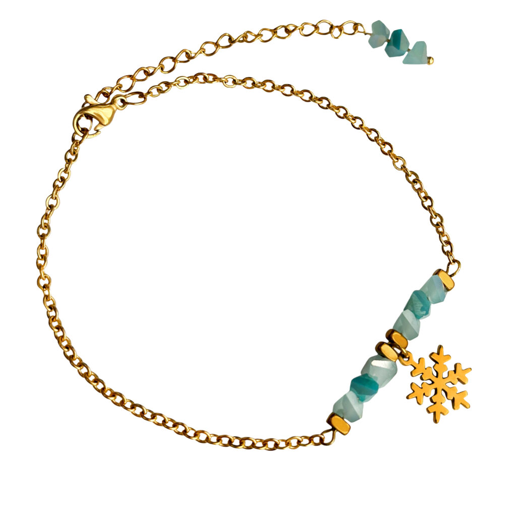 Bracelet Cheville en Chaîne avec Design de Flocon de Neige