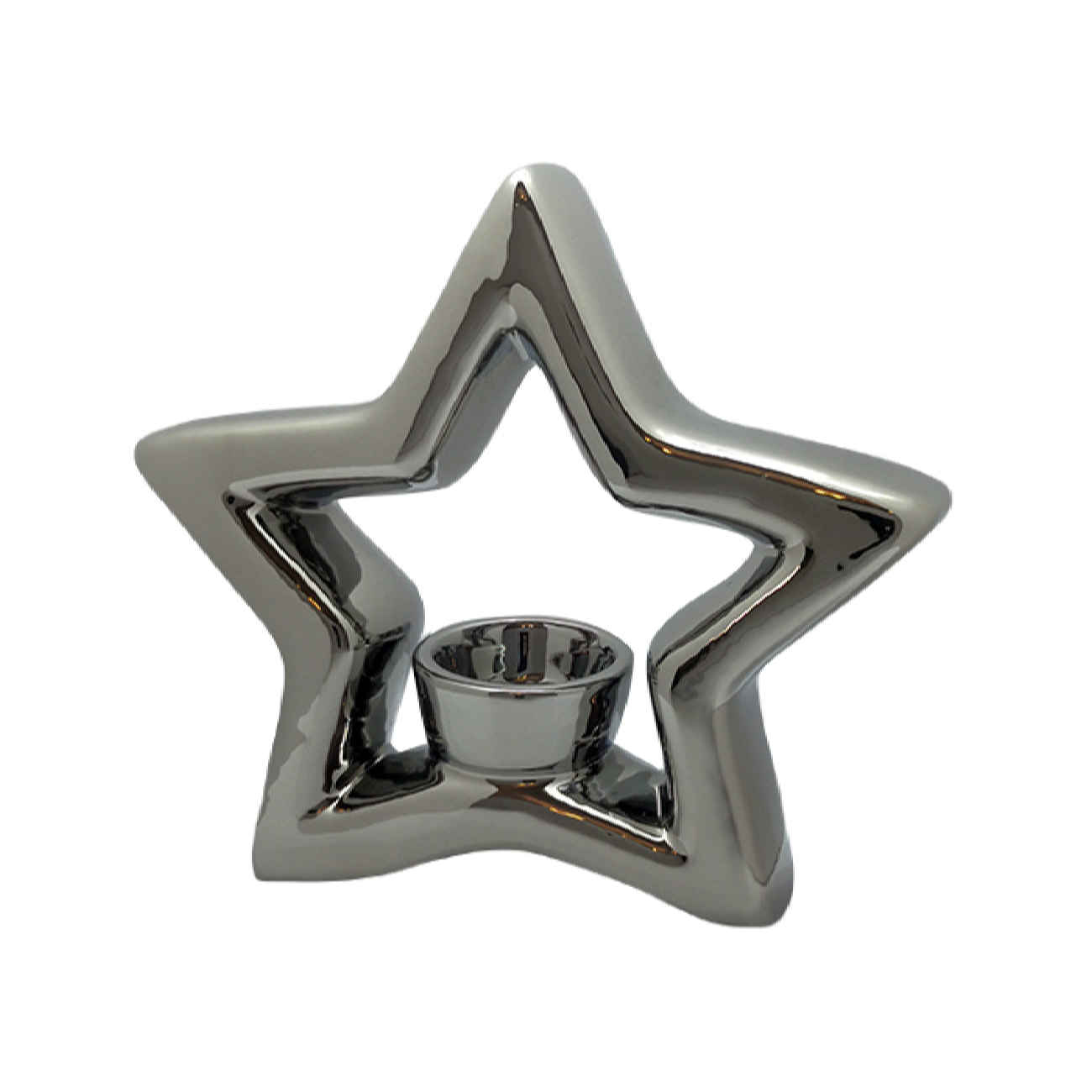 Porte-bougie décoratif en céramique avec design étoile