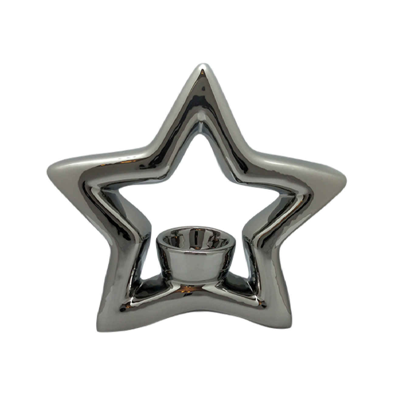 Porte-bougie décoratif en céramique avec design étoile