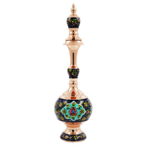Bouteille décorative en cuivre – Émail Minakari persan avec motif floral