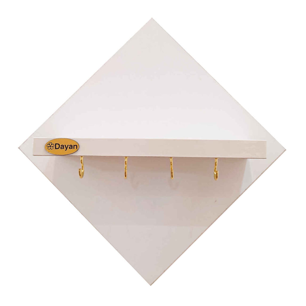 Porte-clés mural décoratif avec étagère & 4 crochets