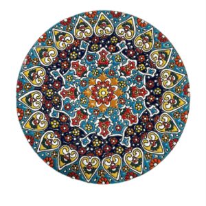 Assiette Décorative en Céramique Art Persan Minakari Art Mural Floral Fait Main
