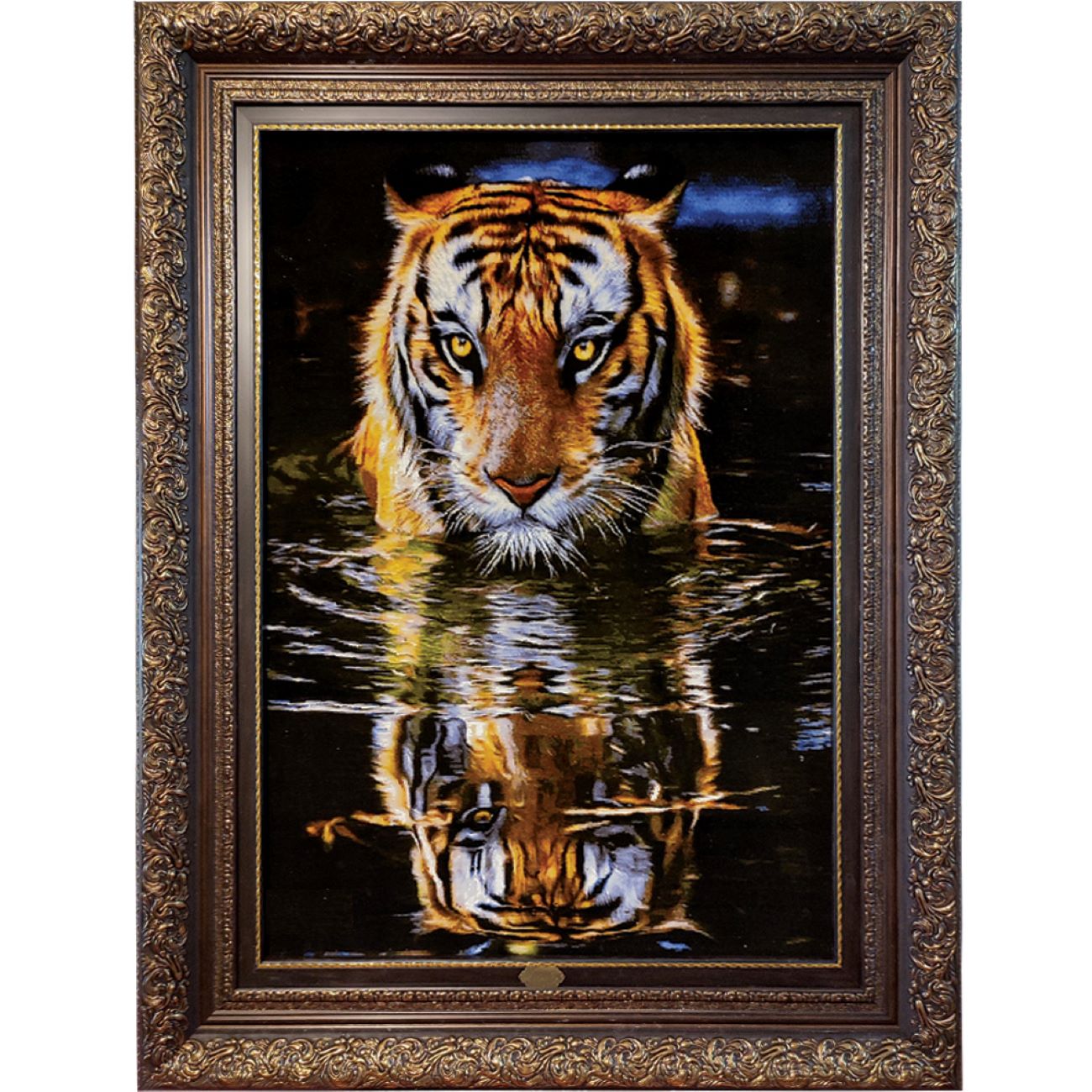 Tapis persan figuratif noué à la main de Tabriz représentant un tigre