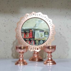Ensemble fait main de cadre miroir et bougeoirs en métal persan
