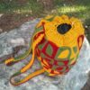 Sac à dos décontracté en crochet fait main avec design de feuilles, modèle Autumn