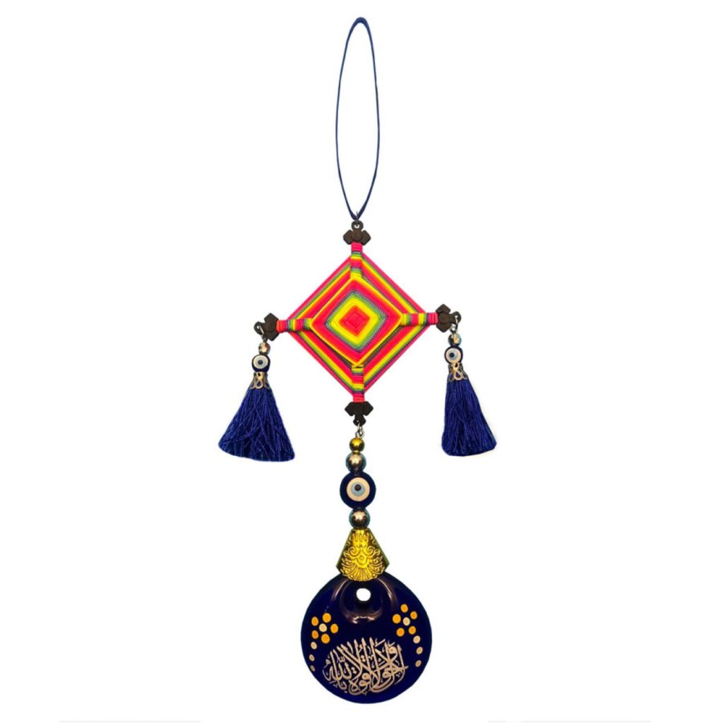 Pendentif de Miroir Arrière-Vue de Voiture Islamique Orné avec Evil Eye & Tassel