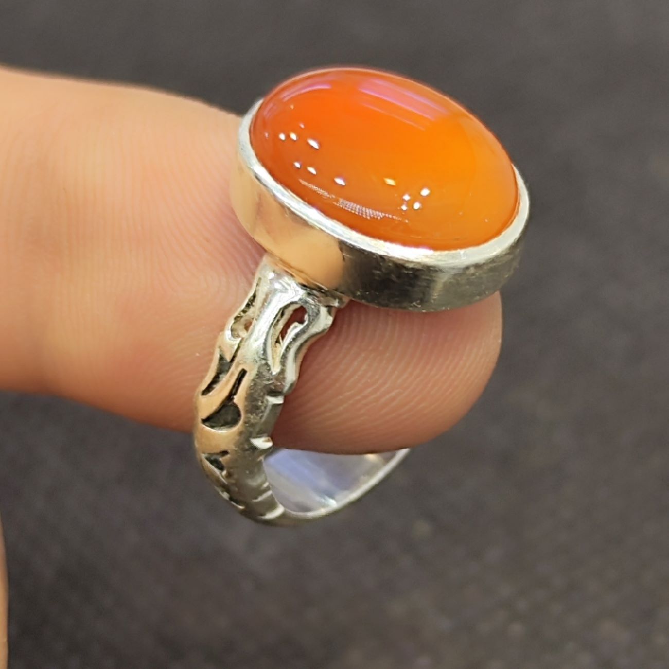 Bague en argent Aqeeq yéménite islamique pour hommes – Avec Hirz de l’Imam Jawad