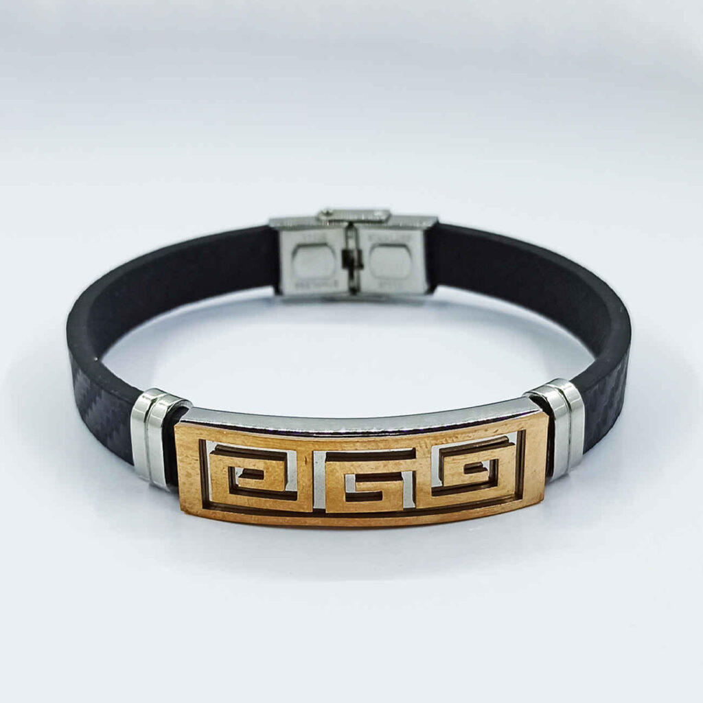 Bracelet élégant en cuir pour hommes en noir