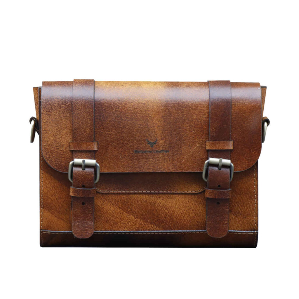 Sac à bandoulière en cuir fait main de luxe - Marron foncé