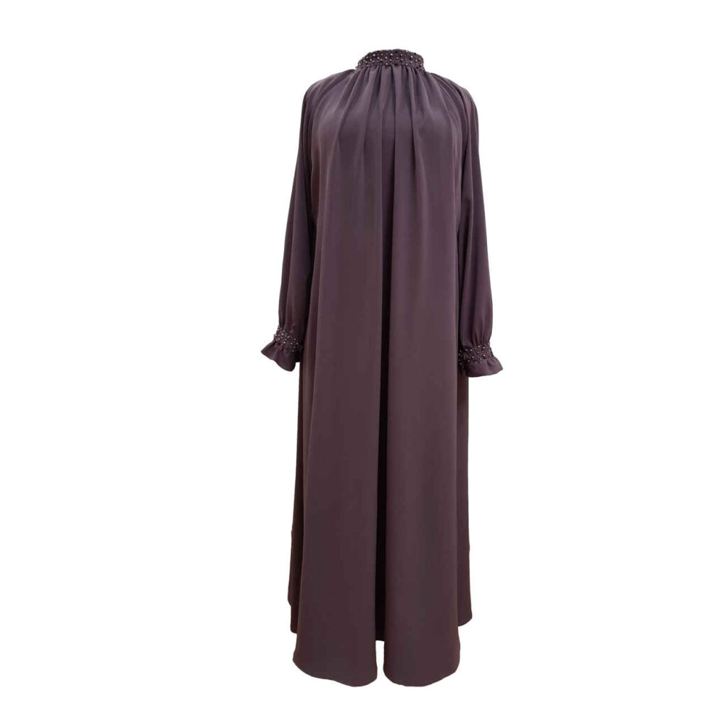 Abaya à coupe décontractée pour femmes avec manches longues en orchidée