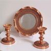 Ensemble luxueux de miroir et bougeoirs en cuivre persan