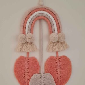 Tapisserie Murale en Macramé avec Motif Arc-en-Ciel
