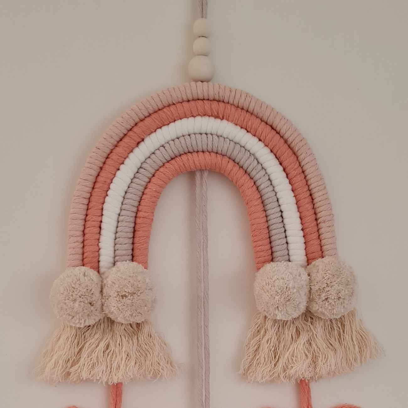 Tapisserie Murale en Macramé avec Motif Arc-en-Ciel