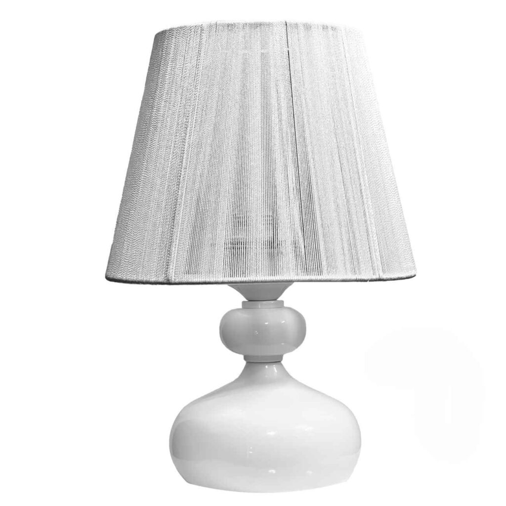 Lampe de table en métal fait main avec abat-jour en tissu