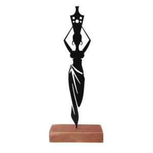 Sculpture d’art minimaliste métal – Femme africaine portant de l’eau