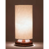Lampe de table cylindrique minimaliste en bois avec abat-jour blanc
